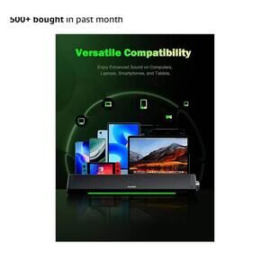 Computer Speakers, Bluetooth Soundbar, HiFi Stereo, 3.5mm Aux-in Connection